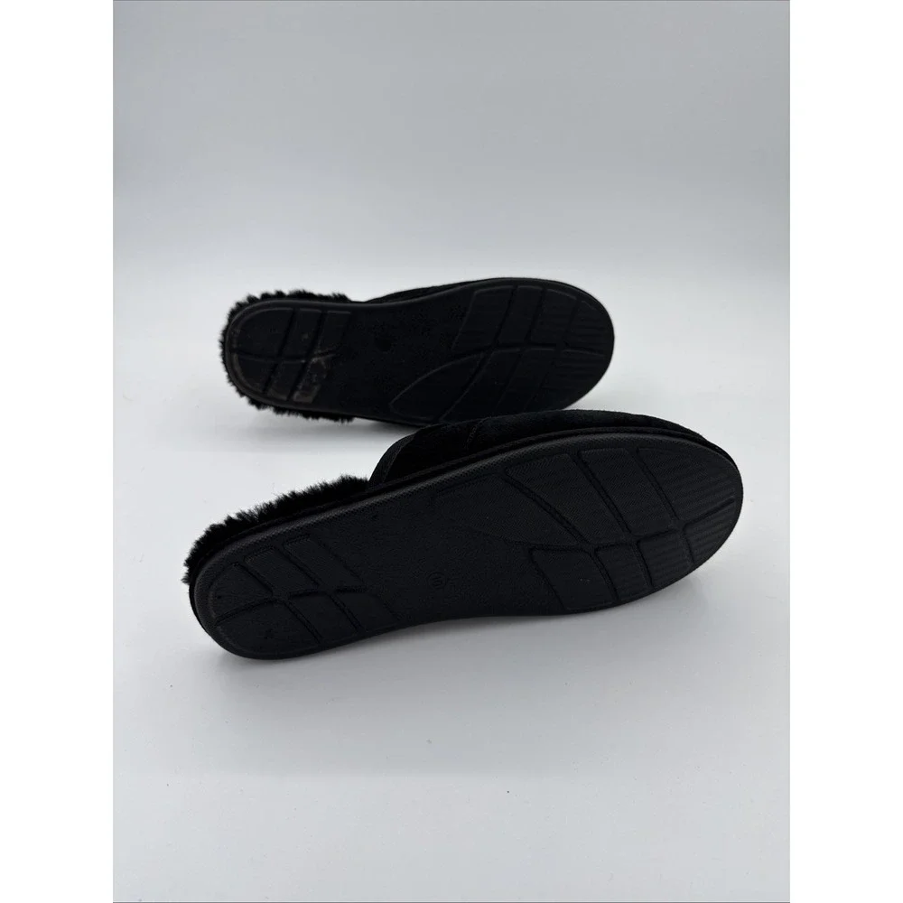 UGG Mens Size 10 USA Black Suede Slippers/Slides/Scuffs Sheepskin Insole  Cozy
